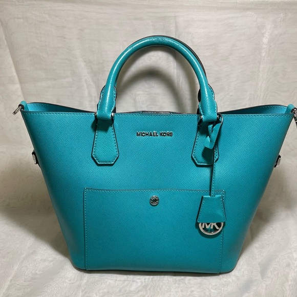 Michael Kors Greenwich Teal Tote Bag - Picture 1 of 15